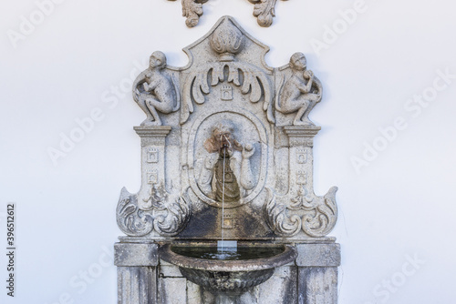 "Sense" fountain on stairs of famous sanctuary Bom Jesus do Monte near Braga in historical Minho Province, Portugal
