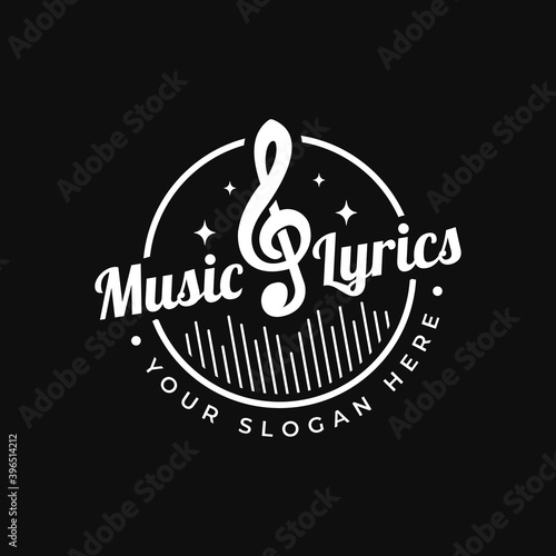 Music lyrics logo. Logo mark for concert, composer, orchestra, musician. Vector Illustration.