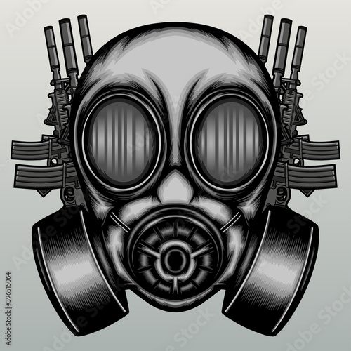 Helmet gas mask with weapons