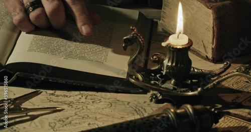 Scholar reading old book