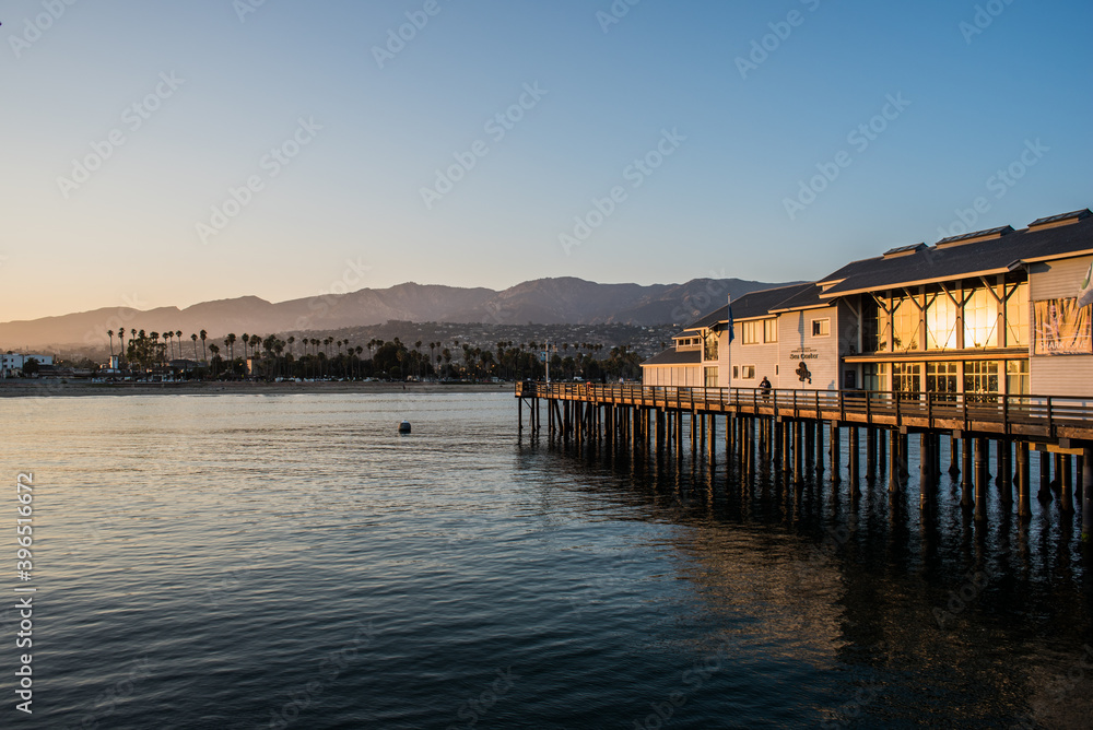 Pier on sunset, Santa Barbara, California, USA