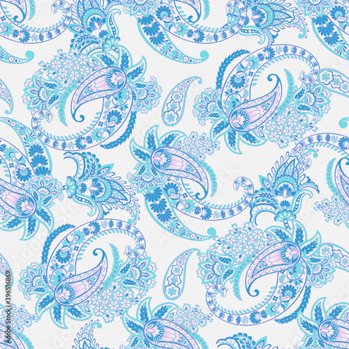 Floral Seamless pattern with paisley ornament.