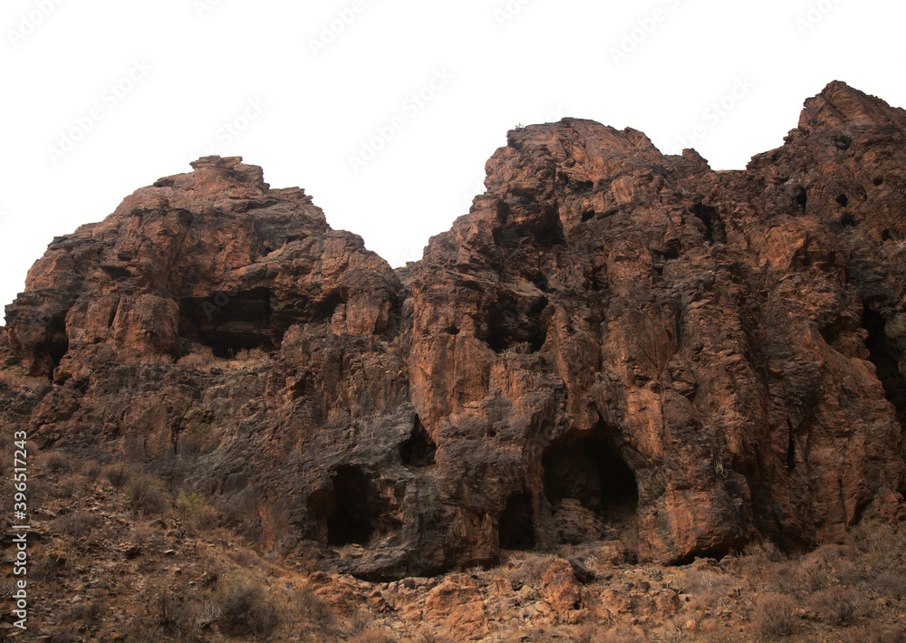 Gran Canaria, landscapes along the hiking route around the ravive Barranco Hondo, The Deep Ravine at the southern part of the island