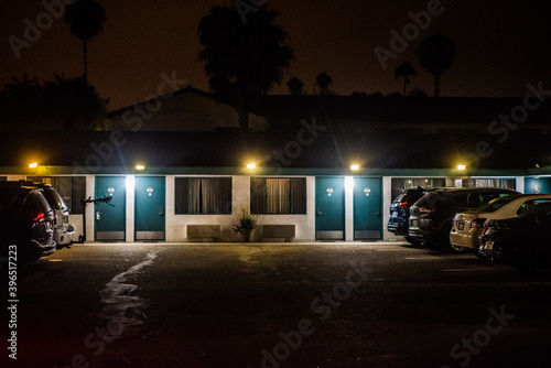 Motel's parking lot,Santa Barbara, Los Angeles, California, USA