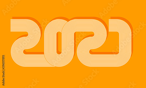 Conceptual logotype of happy 2021 new year, retro style. Seasonal holidays flyers, calendars, covers, greetings and invitations cards, christmas themed congratulations or banners. Vector illustration.
