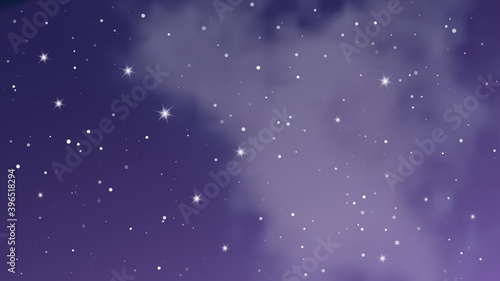 Night sky with clouds and many stars