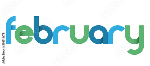 FEBRUARY blue and green vector typography banner