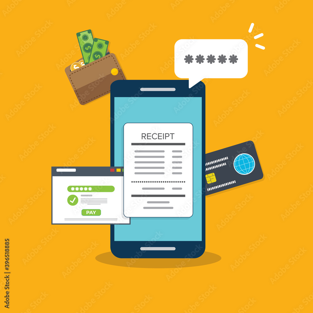 Smartphone with a notification on financial transaction. Online payment concept. Smartphone with a notification on financial transaction. Online payment concept.