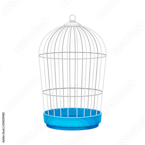 Metal Wire Cage for Pet Like Birds Vector Illustration