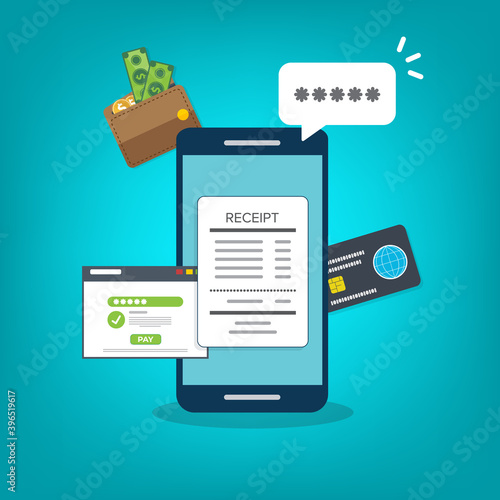 Smartphone with a notification on financial transaction. Online payment concept.