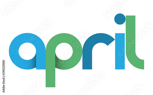 APRIL blue and green vector lettering banner