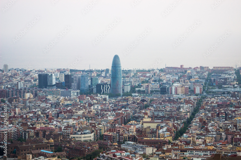 skyline of Barcelona seen from the Caramel bunkers with a view of some skyscrapers
