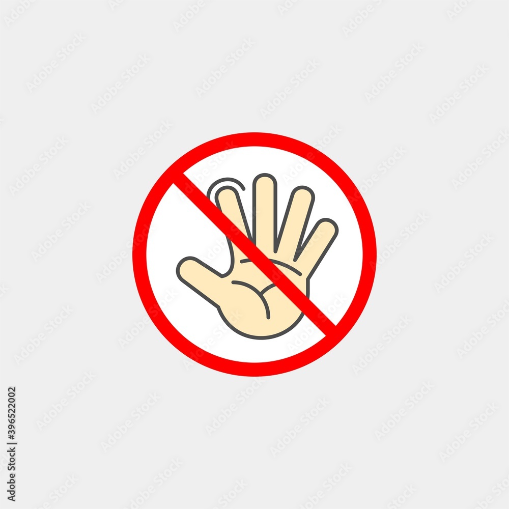 Don`t touch vector icon. Hands flat vector sign Don`t touch vector icon. Hands flat vector sign
