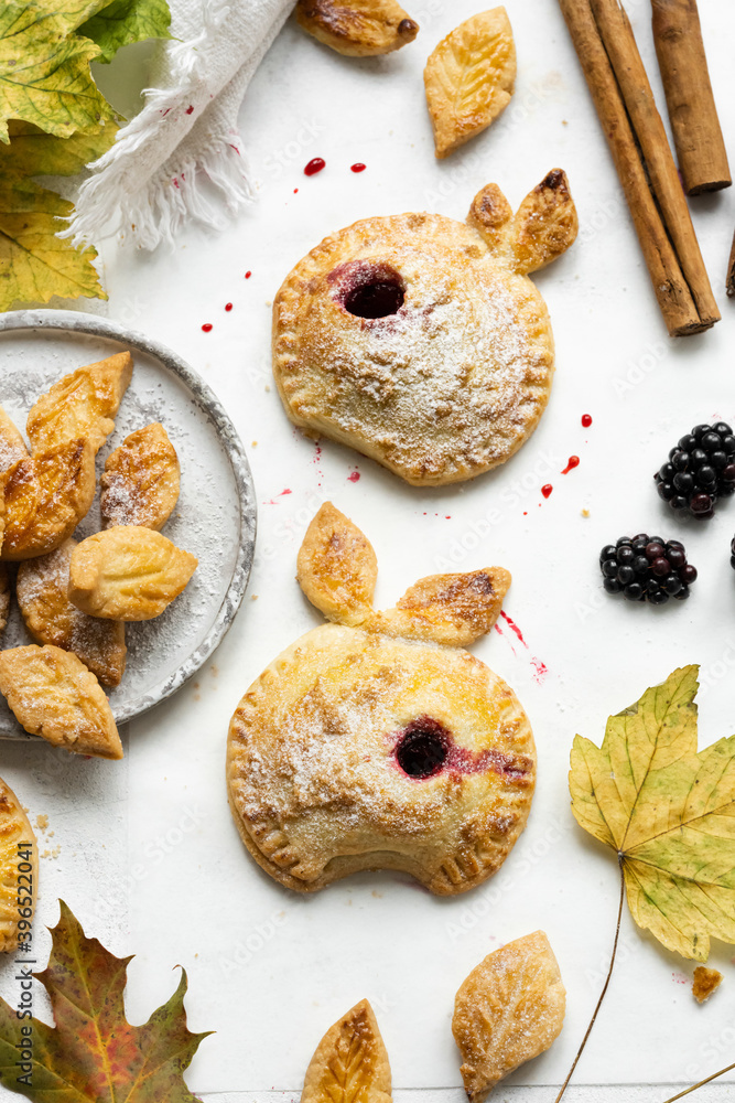 Apple blackberry pies freshly baked homemade autumn food recipe Apple blackberry pies freshly baked homemade autumn food recipe