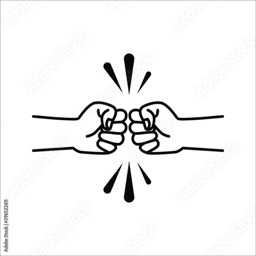 Two clenched fists bumping together. The concept of conflict, confrontation, resistance, competition, struggle. icon vector on white background. color editable