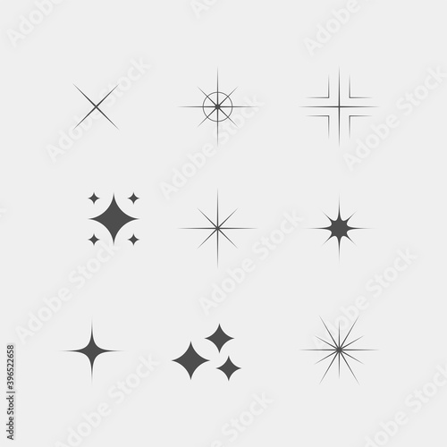 Sparkle flat vector icons. Shine flat vector icons. Glow flat vector icons  