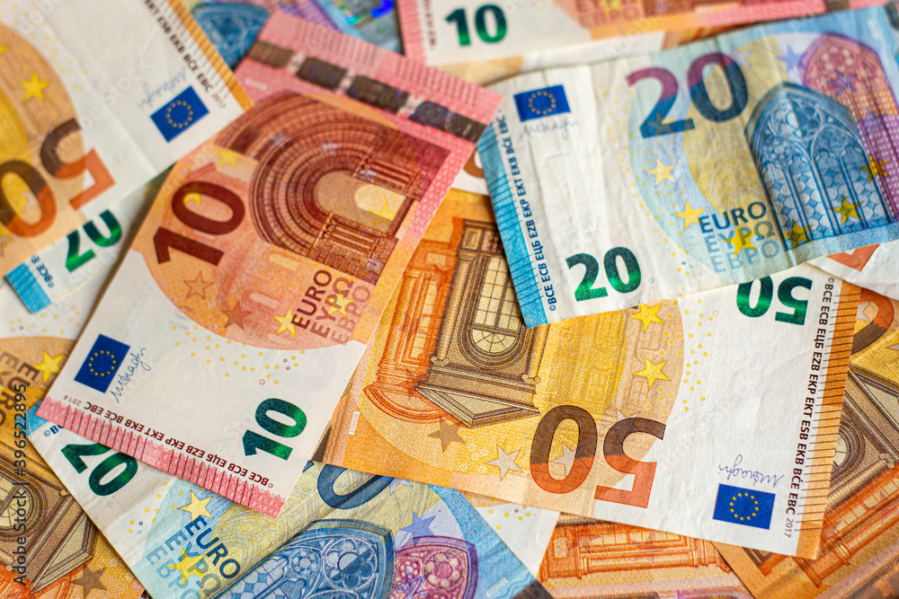 Euro money, 10, 20, 50 euro banknotes background, face value 10, 20, 50 euros Euro money, 10, 20, 50 euro banknotes background, face value 10, 20, 50 euros