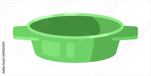 Ceramic kitchen bowl with two side handle isolated on white