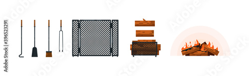 Fireplace insert accessory isolated on white background
