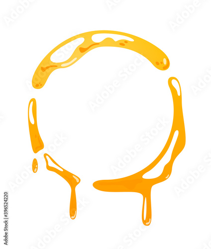 Honey blot circle organic frame isolated on white background