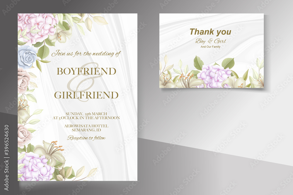 Elegant beautiful floral and wedding invitation