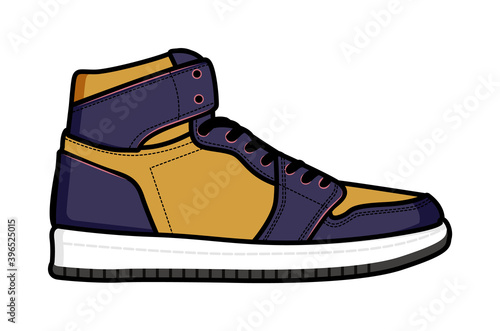 High top trainer shoe isolated on white background