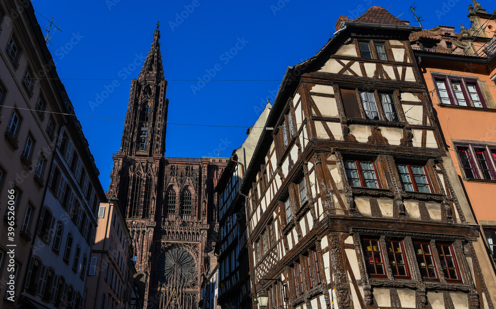 Obraz premium The Facade Strasbourg Cathedral, Strasbourg, France.