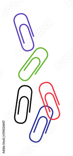 Colored paper clip holder kit isolated on white background