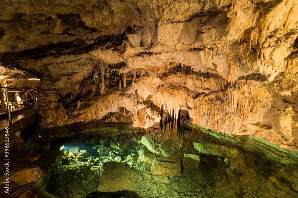 Demanovska Cave of Liberty, stalactites, stalagmites and lake, Slovakia, Low Tatras