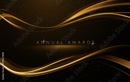 Award nomination ceremony luxury background with golden glitter sparkles