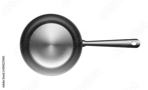 Realistic frying pan top view isolated on white background