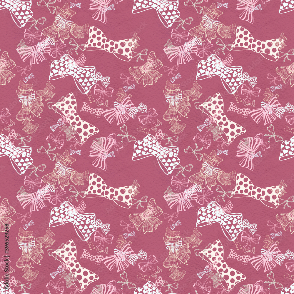 Fototapeta premium Seamless pattern with skerchy bows