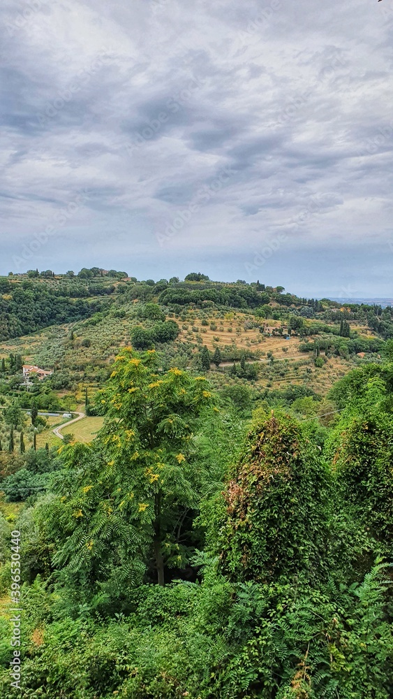 Landscape of the Tuscan countryside from Chiusi,  province of Siena, Italy.