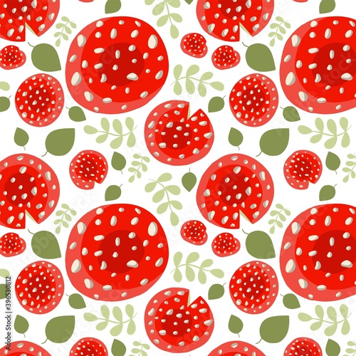 Amanita seamless pattern. Vector illustration set of red amanita