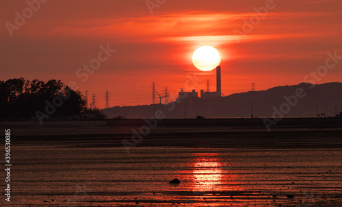 sunset in the city