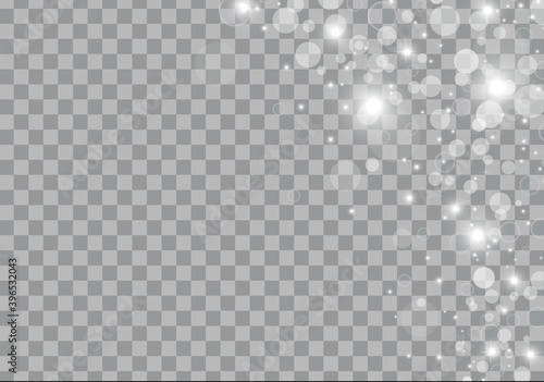 Christmas background. Abstract snowflakes and realistic lights effect isolated on transparent background. For backdrop, wallpaper and greeting card. Christmas concept, vector illustration