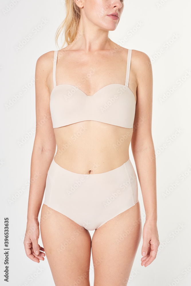 Obraz premium Beige underwear mockup retro women's design
