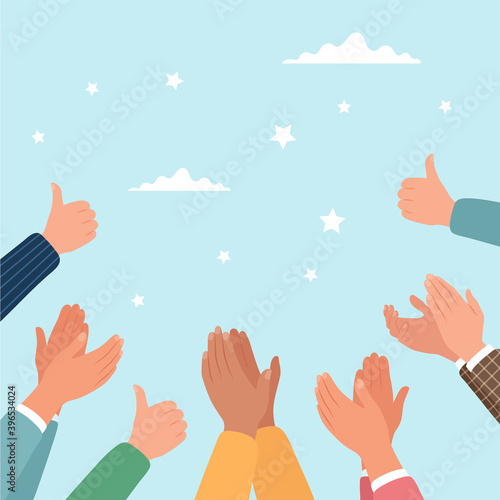Fotografija Approval, clapping hands and thumbs up