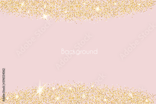 Sparkling falling gold dust.Vector horizontal background with glitter and space for text.	

