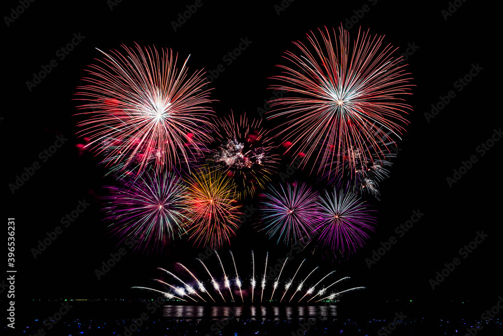 Pattaya Fireworks Festival 2020 at Pattaya Beach, thailand