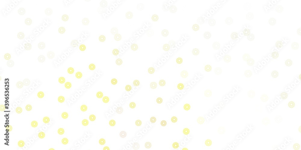 Light red, yellow vector doodle pattern with flowers.