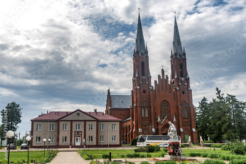 Kostel Rozhdestva Devy Marii. Catholic cathedral in Vidzy, Belarus. Church of the Nativity of the Virgin Mary in Vitebsk Region