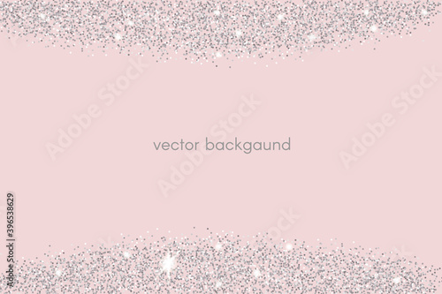 Sparkling falling silver dust.Vector horizontal background with glitter and space for text.	
