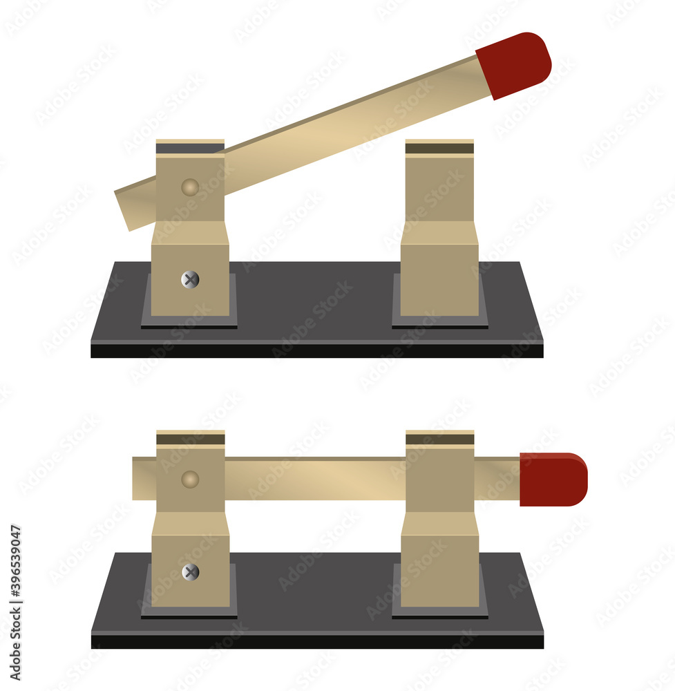 A knife switch is a type of switch used to control the flow of electricity in a circuit Stock