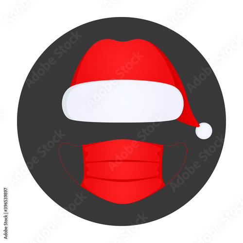Santa Claus hat and mask. Vector illustration.