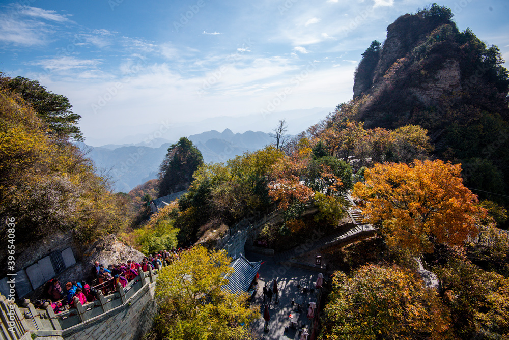 high view of Golden Palace (Palace of Harmony) is located on the highest peak in Wudang.