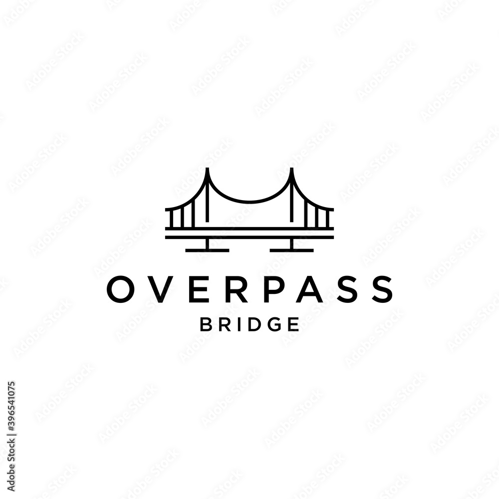 Fototapeta bridge overpass flyover logo vector icon illustration line outline monoline, technology and construction business brand design