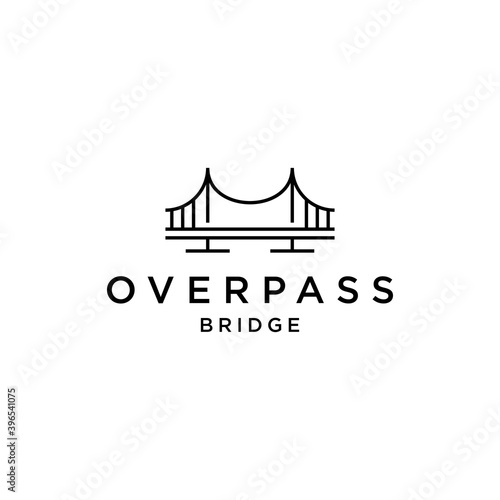 bridge overpass flyover logo vector icon illustration line outline monoline, technology and construction business brand design