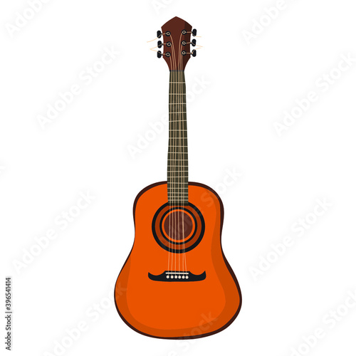 Flat guitars. Acoustic guitar on white background.