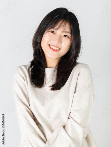 Beautiful cheerful woman in a studio shoot